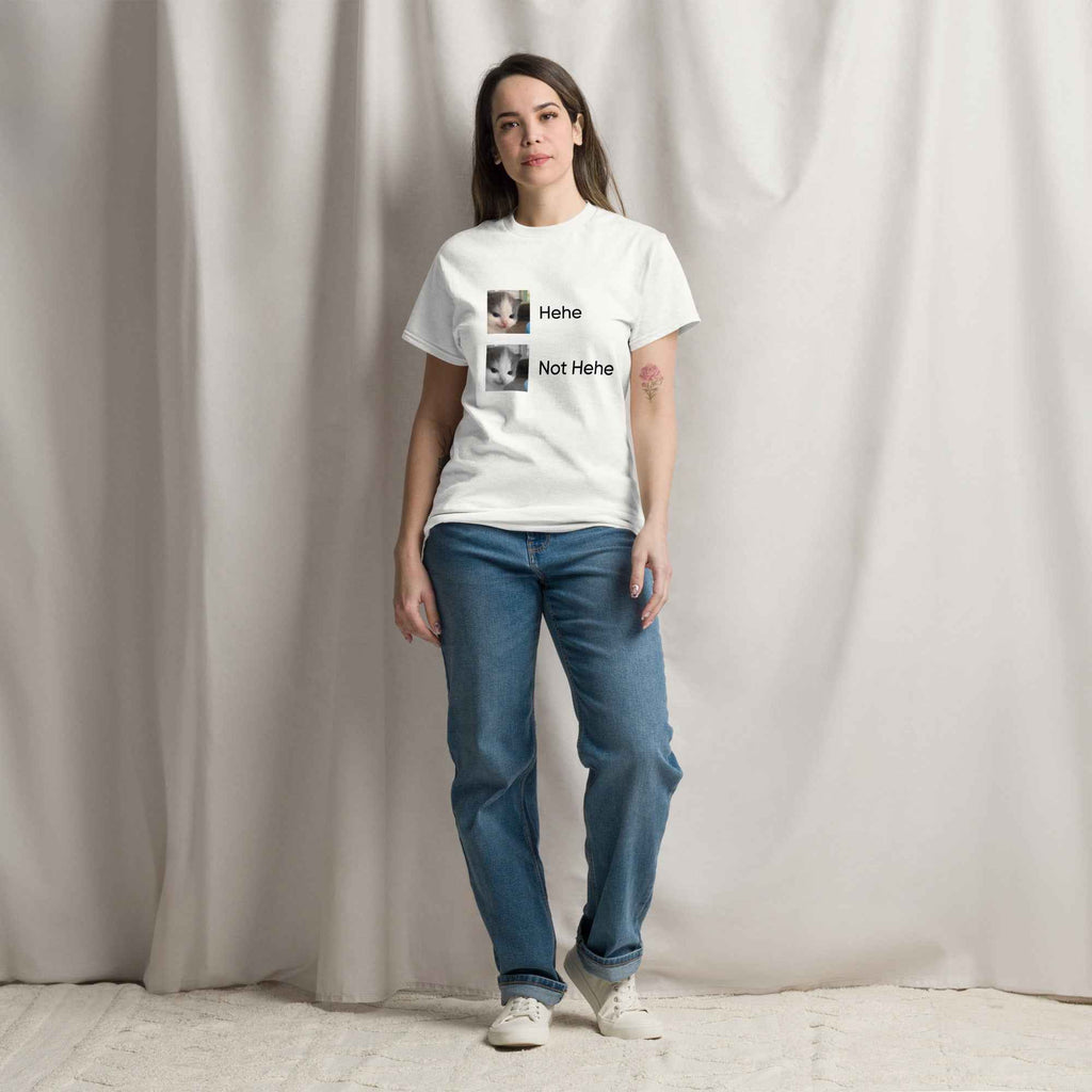 Hehe or Not hehe T-Shirt Unisex Czarny Napis